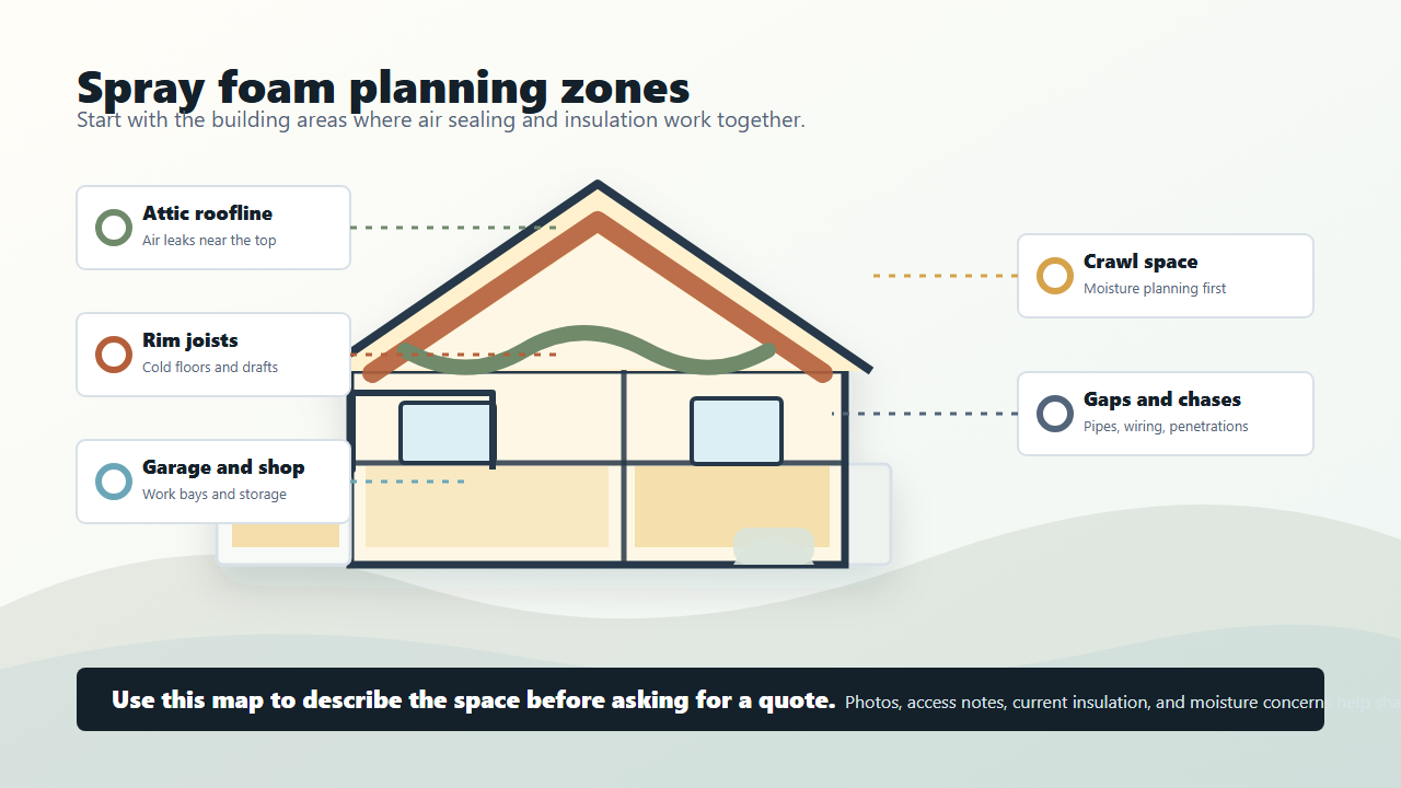 Spray foam insulation planning illustration for Rock Springs homes
