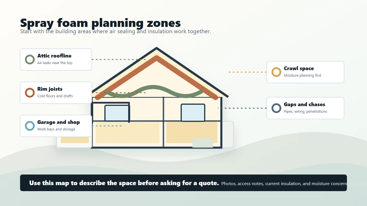 Spray foam insulation planning illustration for Rock Springs homes