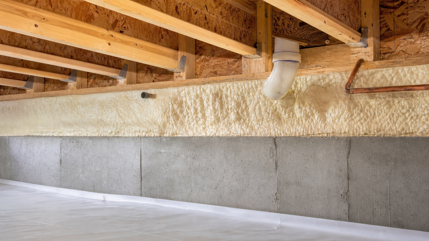 Crawl space and rim joist spray foam project photo