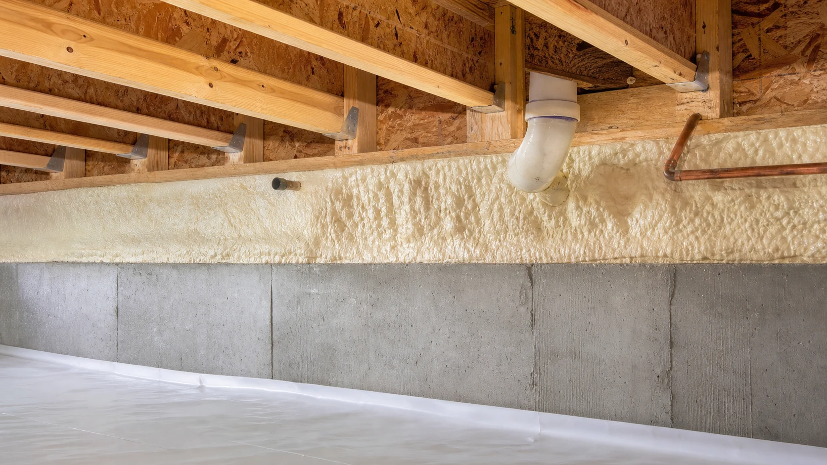 Crawl space and rim joist spray foam project photo